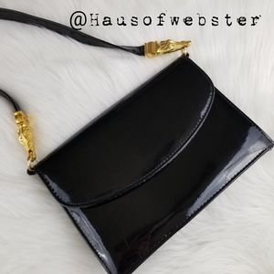 [Sasha] vintage patent purse with crocodile strap